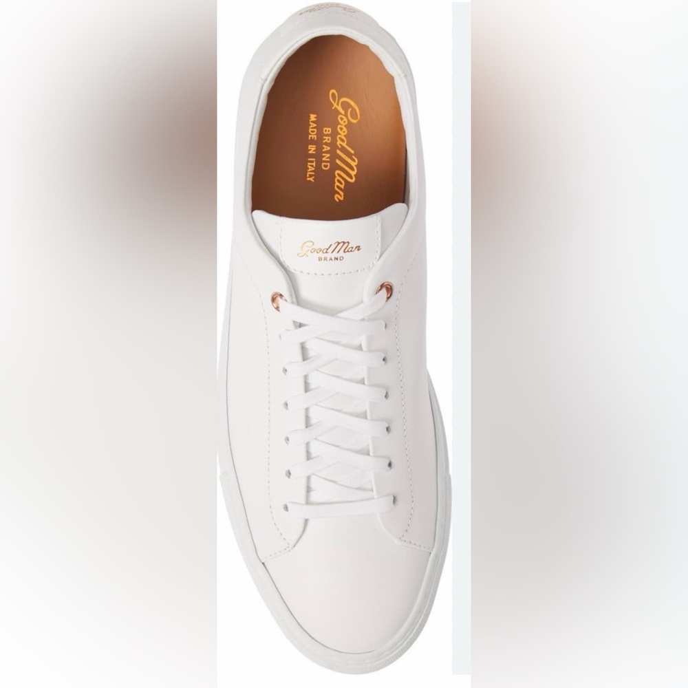 Good Man Brand White Low-Top Sneakers Mono Napa Leather Men’s size 8